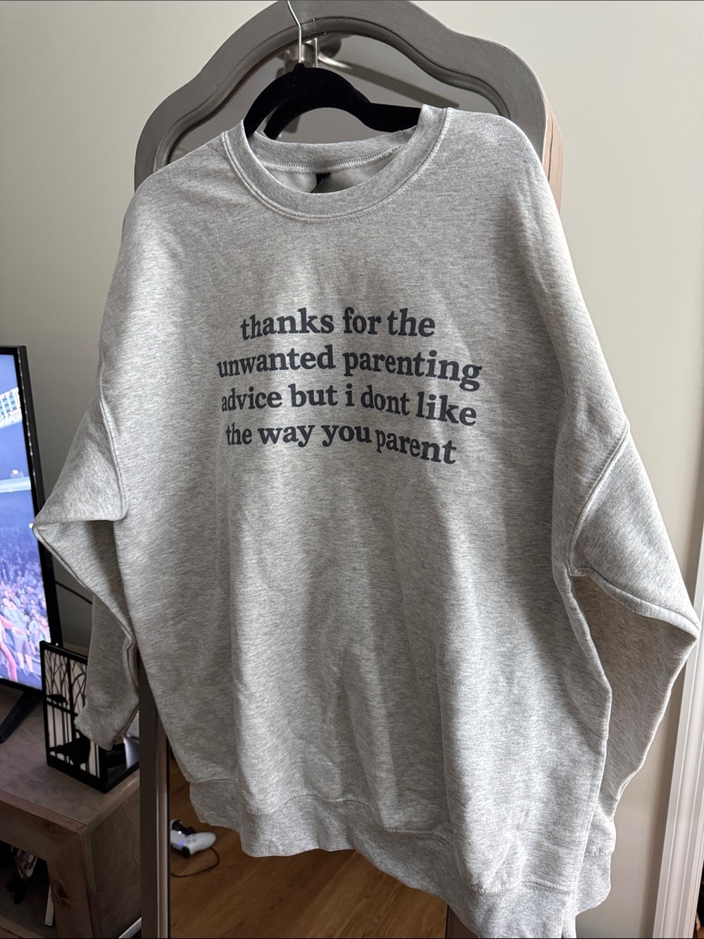 Grey Graphic Crewneck Sweatshirt with Text
